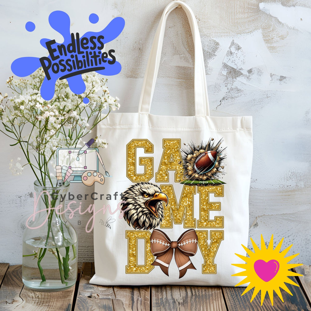 Digital PNG design displayed on a canvas tote bag mockup for DIY crafting and commercial product inspiration.