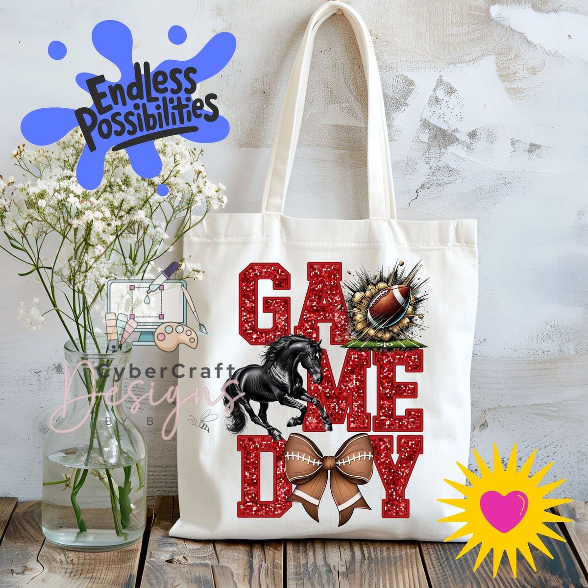 Digital PNG design displayed on a canvas tote bag mockup for DIY crafting and commercial product inspiration.