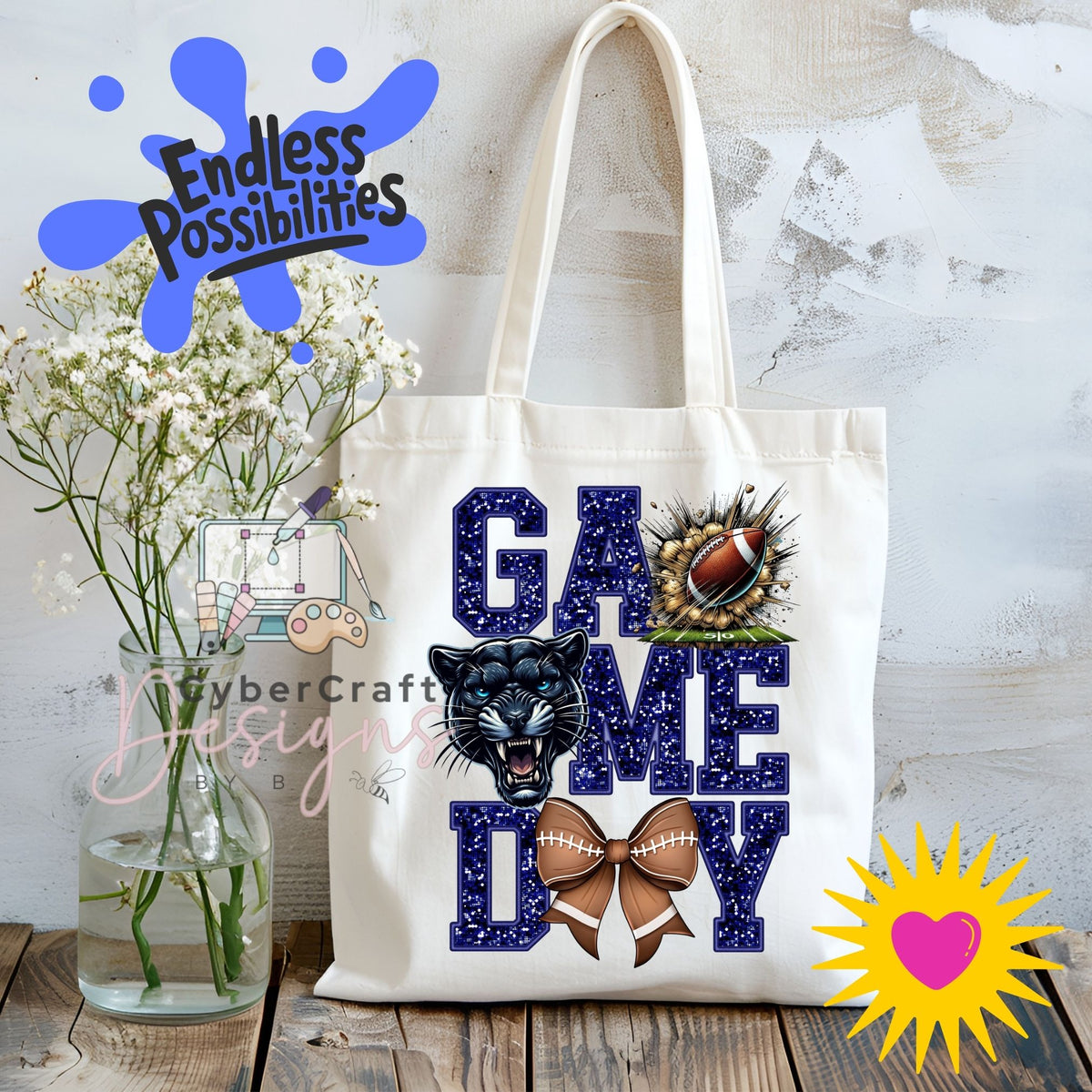 Digital PNG design displayed on a canvas tote bag mockup for DIY crafting and commercial product inspiration.