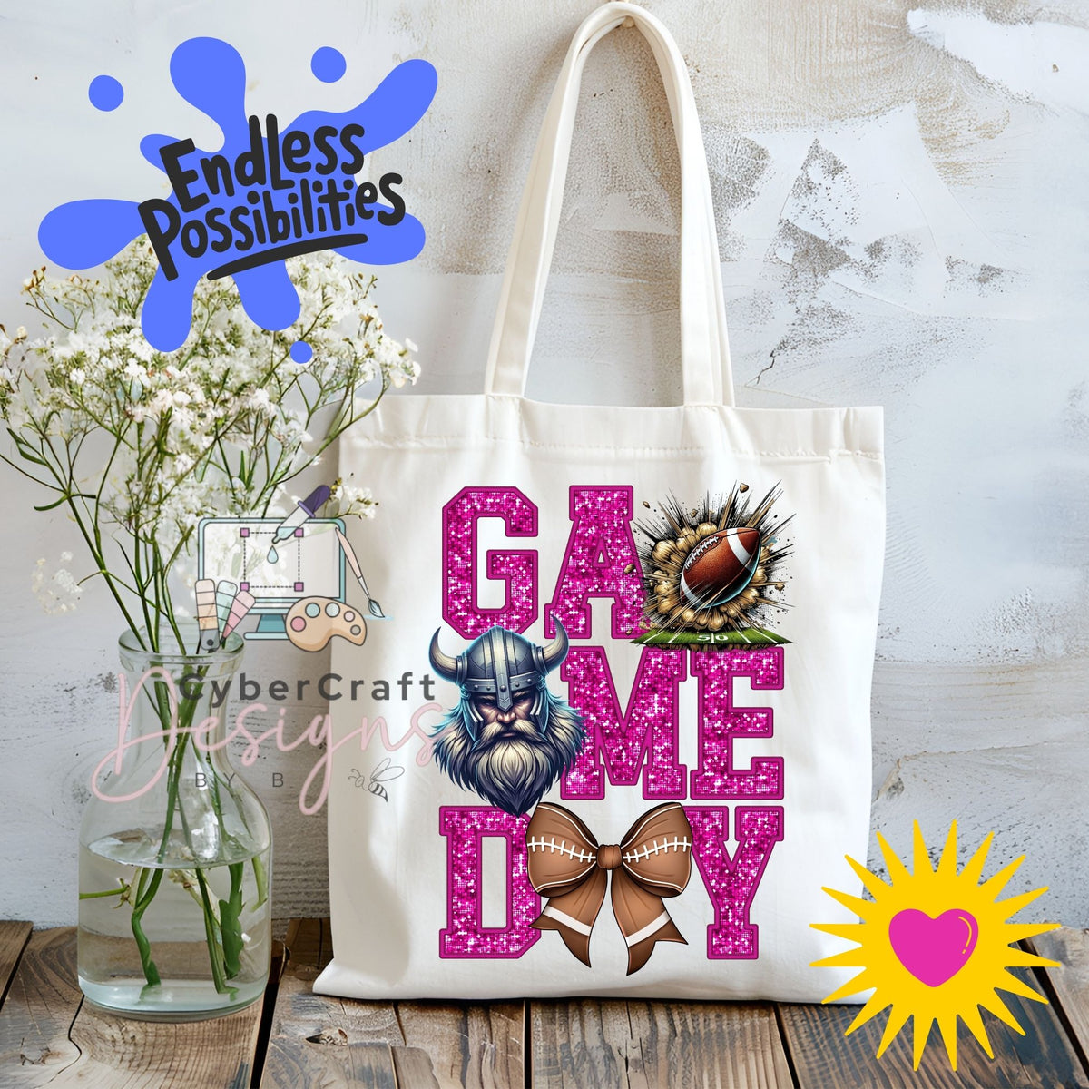Digital PNG design displayed on a canvas tote bag mockup for DIY crafting and commercial product inspiration.