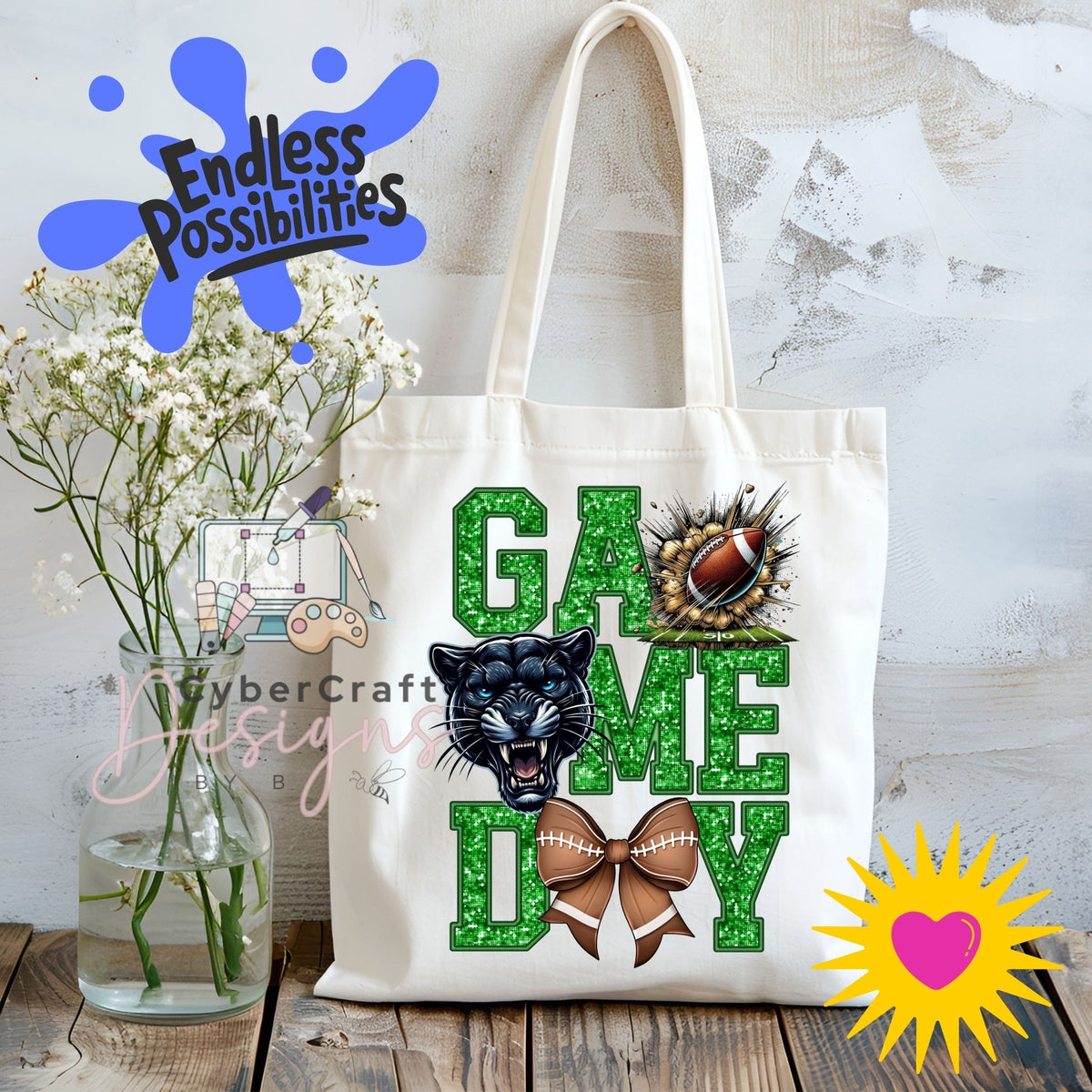 Digital PNG design displayed on a canvas tote bag mockup for DIY crafting and commercial product inspiration.