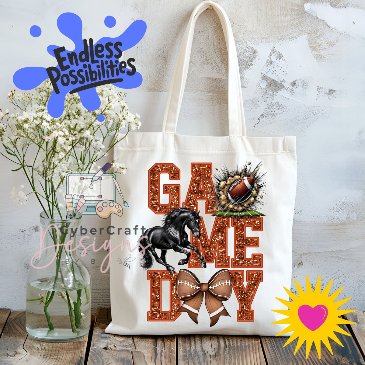 Digital PNG design displayed on a canvas tote bag mockup for DIY crafting and commercial product inspiration.