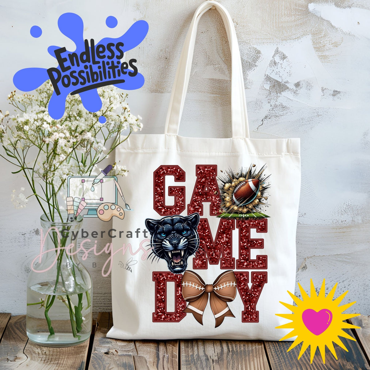 Digital PNG design displayed on a canvas tote bag mockup for DIY crafting and commercial product inspiration.