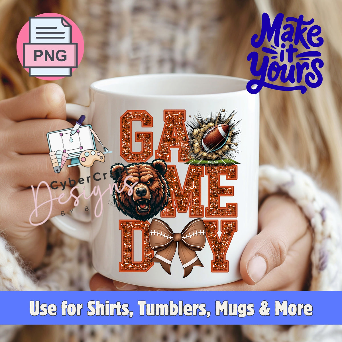 Digital PNG design displayed on a coffee mug mockup demonstrating sublimation and printable craft ideas.