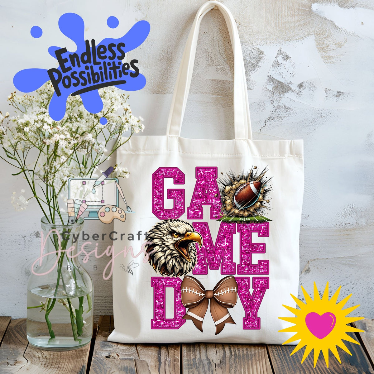 Digital PNG design displayed on a canvas tote bag mockup for DIY crafting and commercial product inspiration.