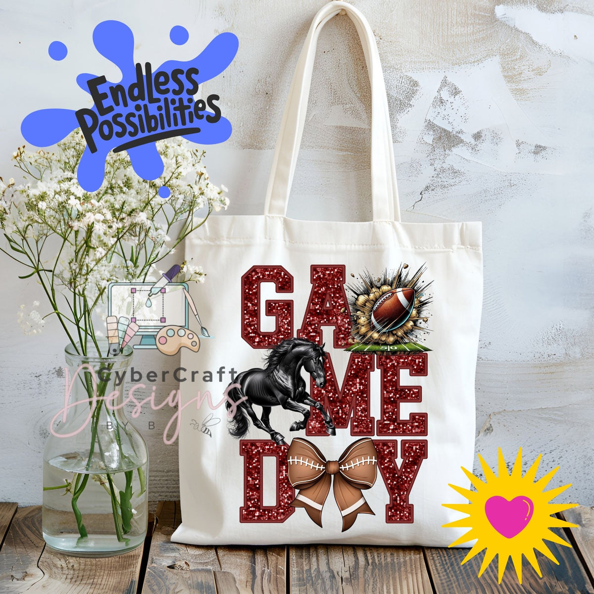Digital PNG design displayed on a canvas tote bag mockup for DIY crafting and commercial product inspiration.