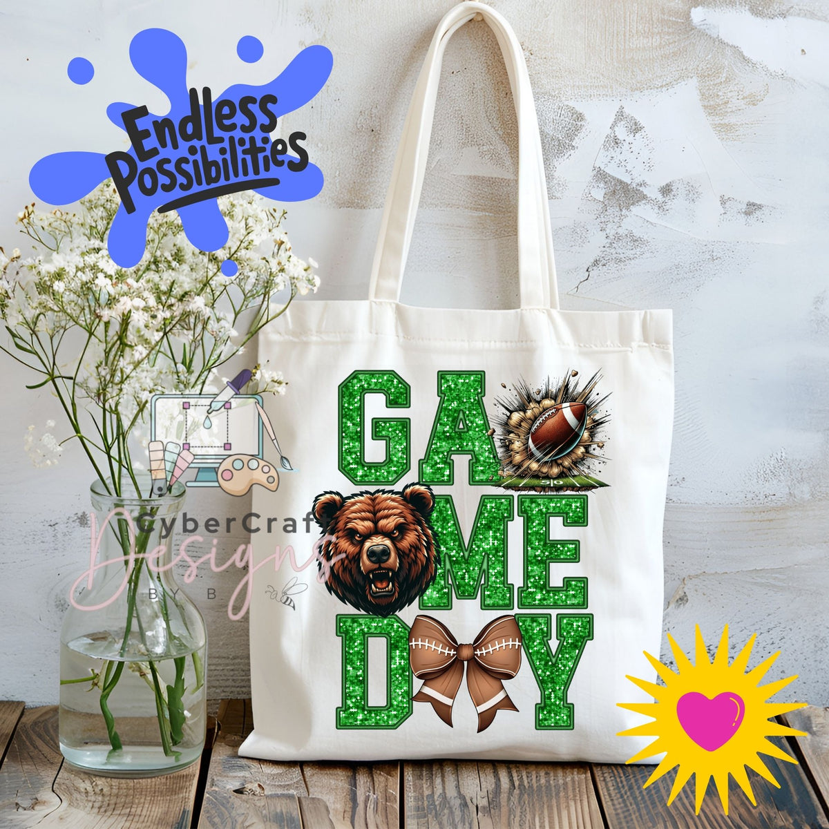 Digital PNG design displayed on a canvas tote bag mockup for DIY crafting and commercial product inspiration.