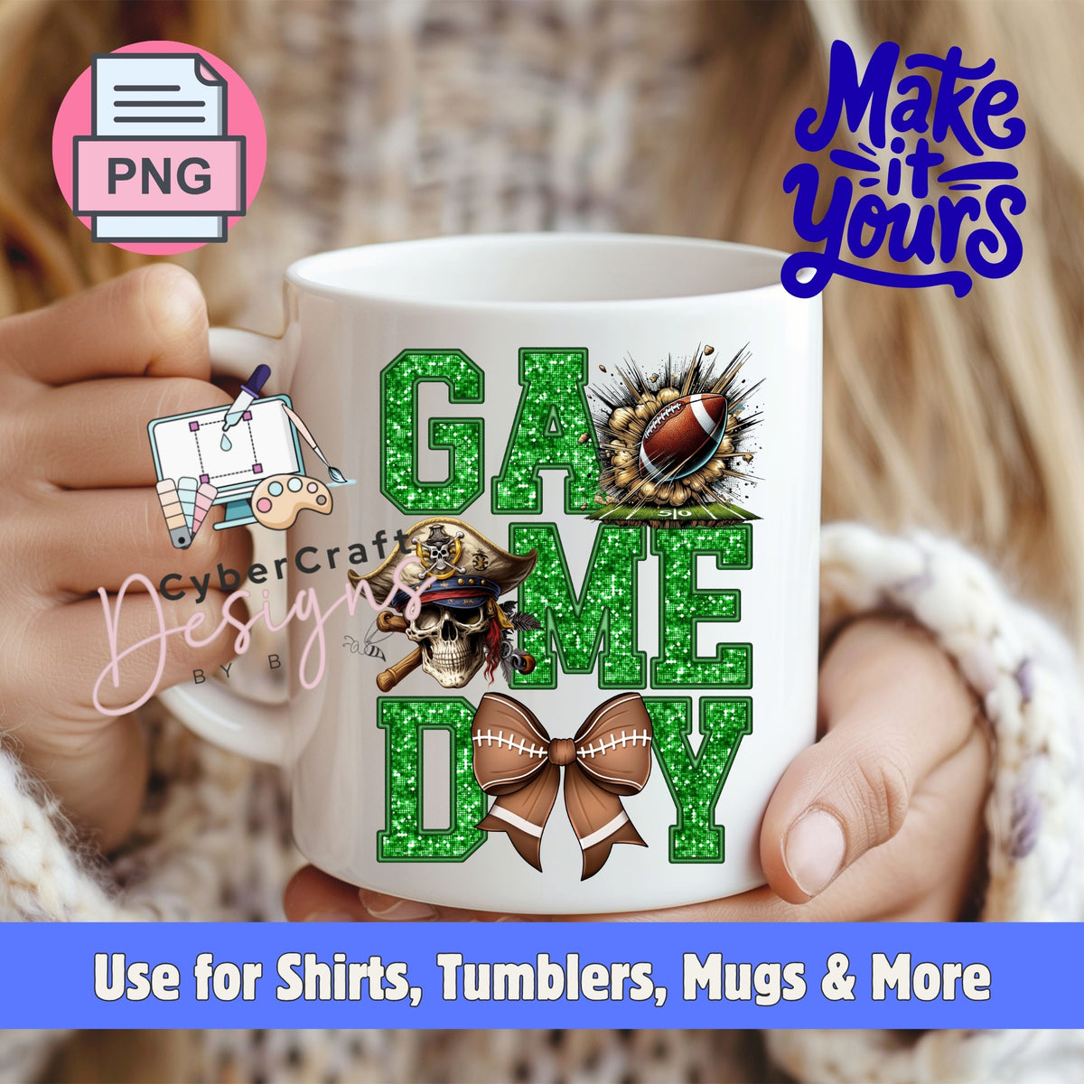 Digital PNG design displayed on a coffee mug mockup demonstrating sublimation and printable craft ideas.