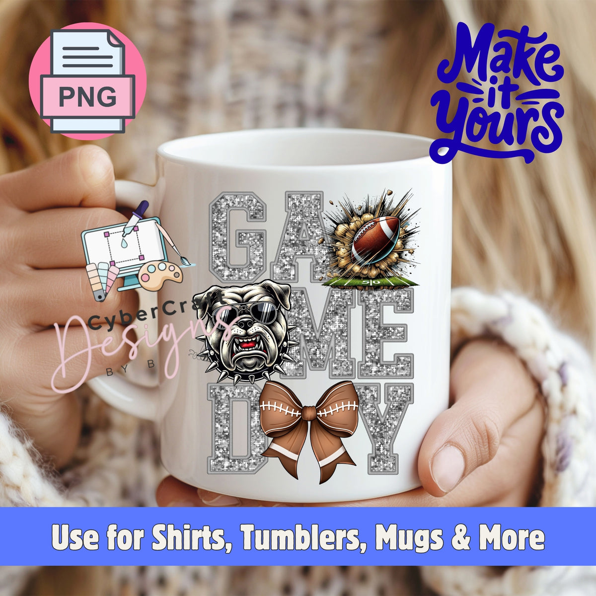 Digital PNG design displayed on a coffee mug mockup demonstrating sublimation and printable craft ideas.