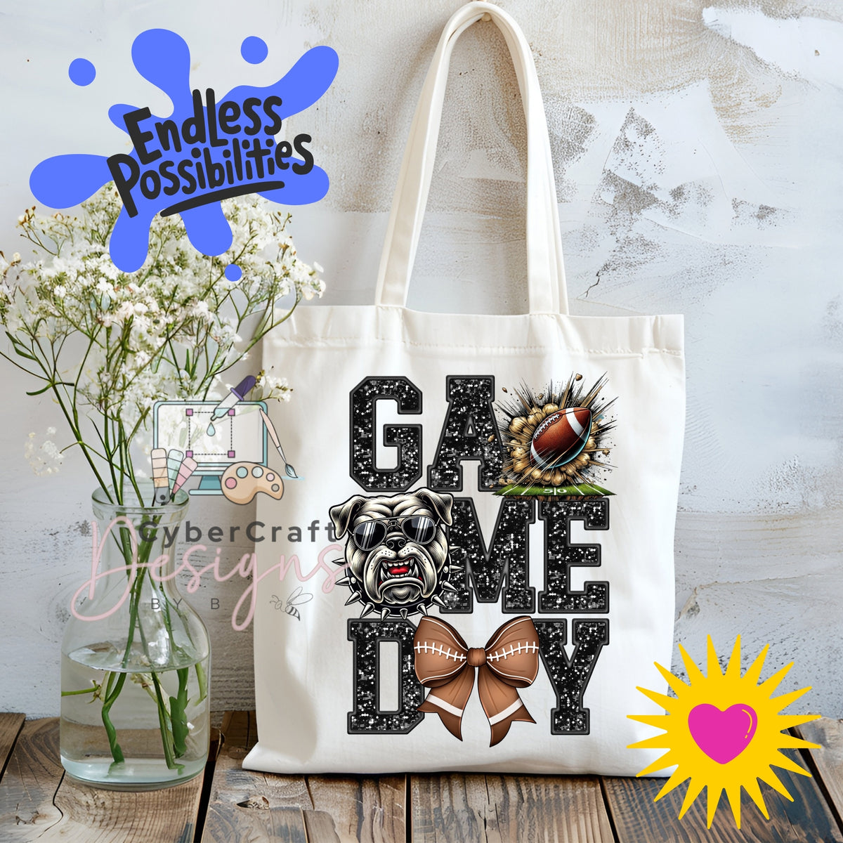 Digital PNG design displayed on a canvas tote bag mockup for DIY crafting and commercial product inspiration.