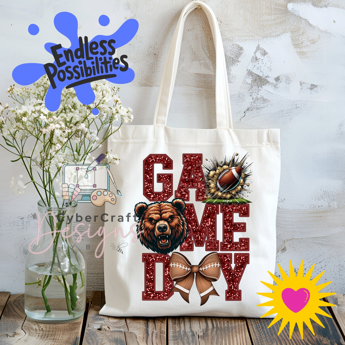 Digital PNG design displayed on a canvas tote bag mockup for DIY crafting and commercial product inspiration.