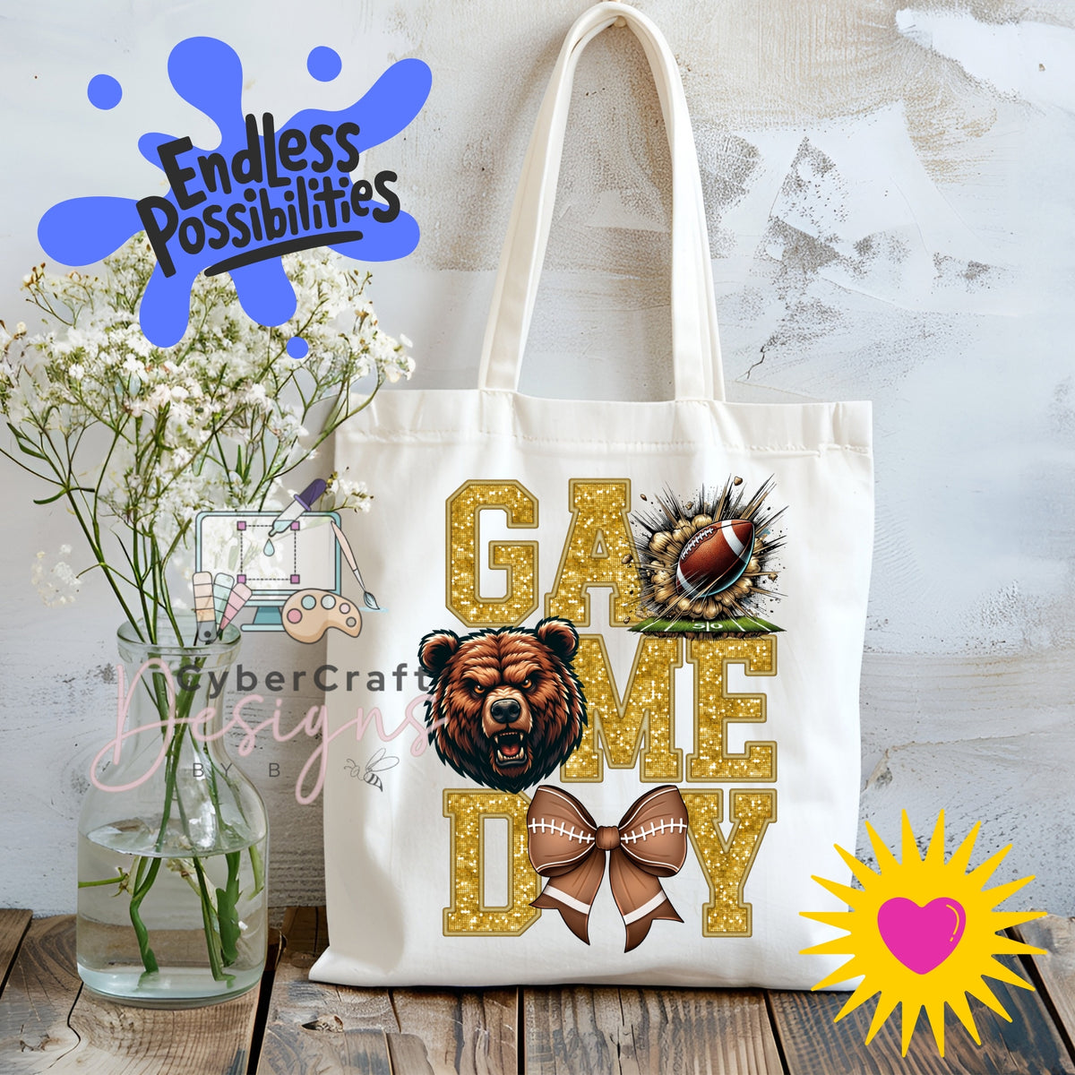 Digital PNG design displayed on a canvas tote bag mockup for DIY crafting and commercial product inspiration.