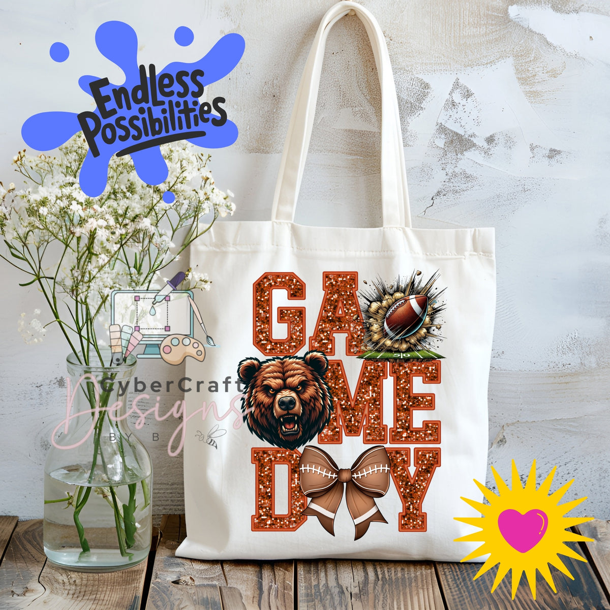 Digital PNG design displayed on a canvas tote bag mockup for DIY crafting and commercial product inspiration.