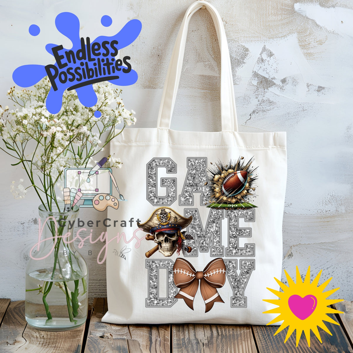 Digital PNG design displayed on a canvas tote bag mockup for DIY crafting and commercial product inspiration.