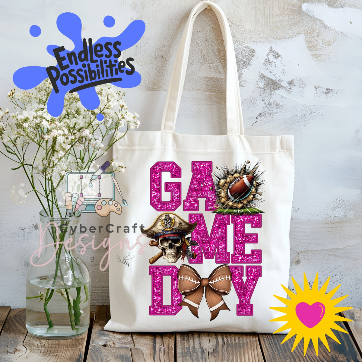 Digital PNG design displayed on a canvas tote bag mockup for DIY crafting and commercial product inspiration.