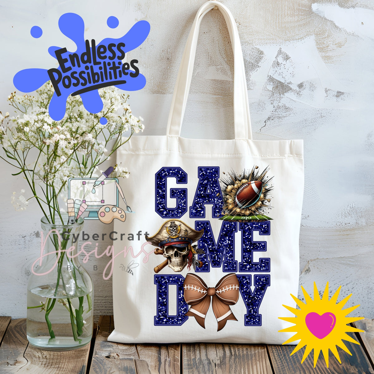 Digital PNG design displayed on a canvas tote bag mockup for DIY crafting and commercial product inspiration.