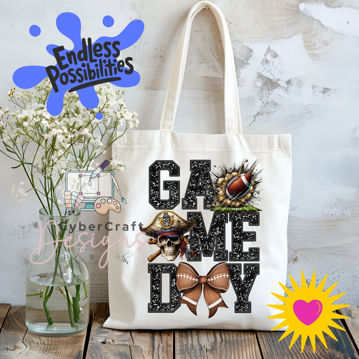 Digital PNG design displayed on a canvas tote bag mockup for DIY crafting and commercial product inspiration.