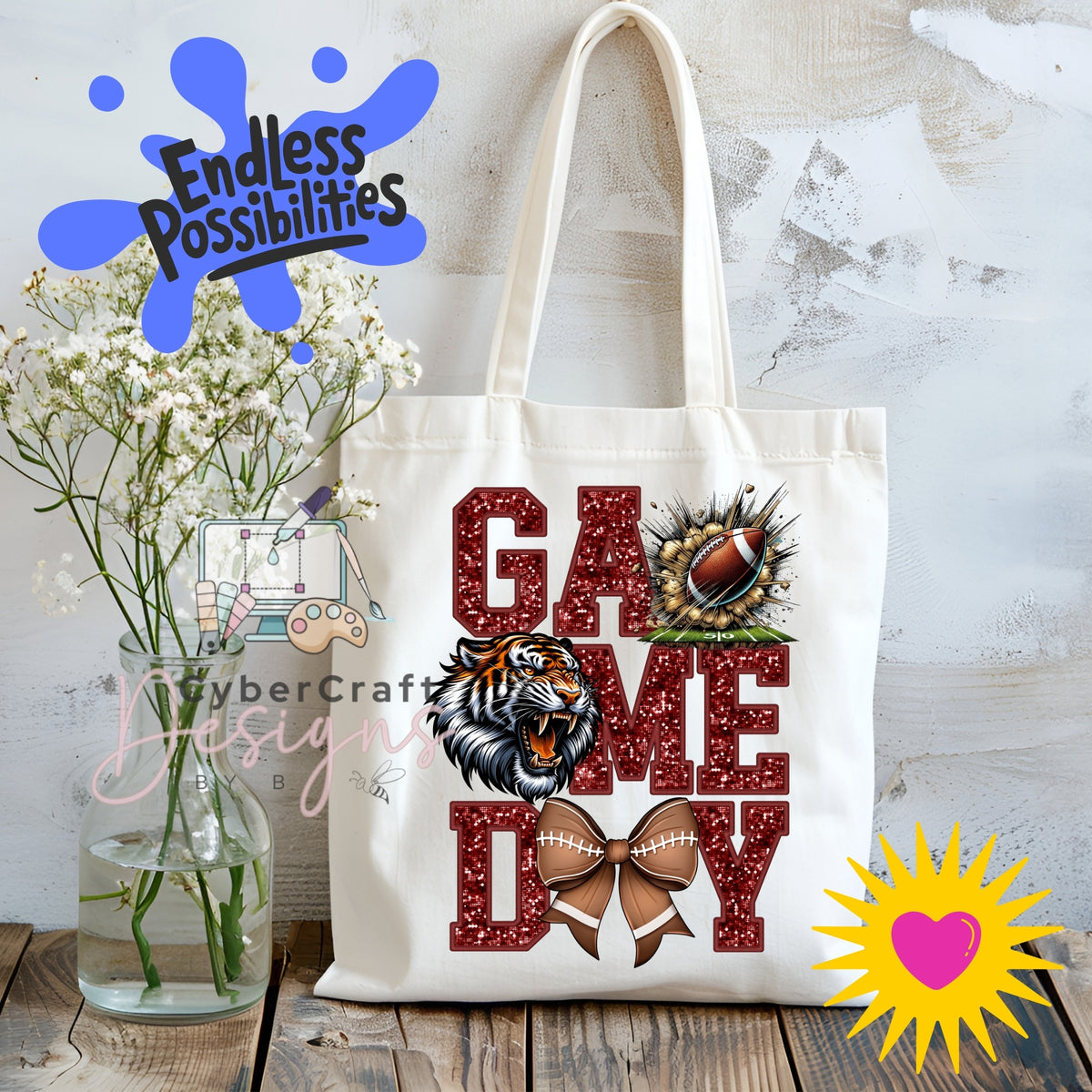 Digital PNG design displayed on a canvas tote bag mockup for DIY crafting and commercial product inspiration.