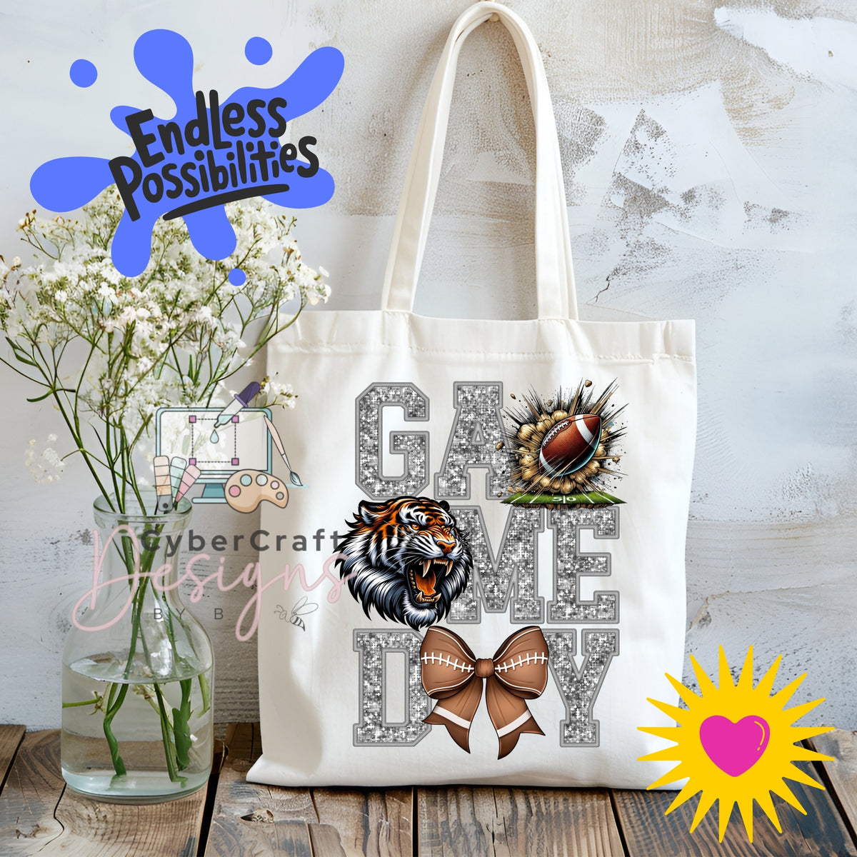 Digital PNG design displayed on a canvas tote bag mockup for DIY crafting and commercial product inspiration.