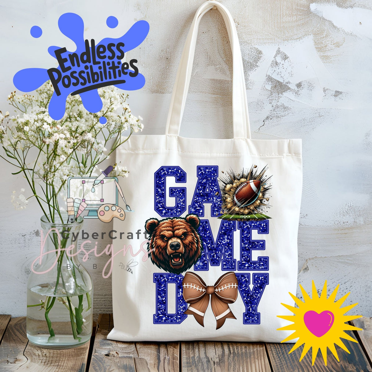 Digital PNG design displayed on a canvas tote bag mockup for DIY crafting and commercial product inspiration.