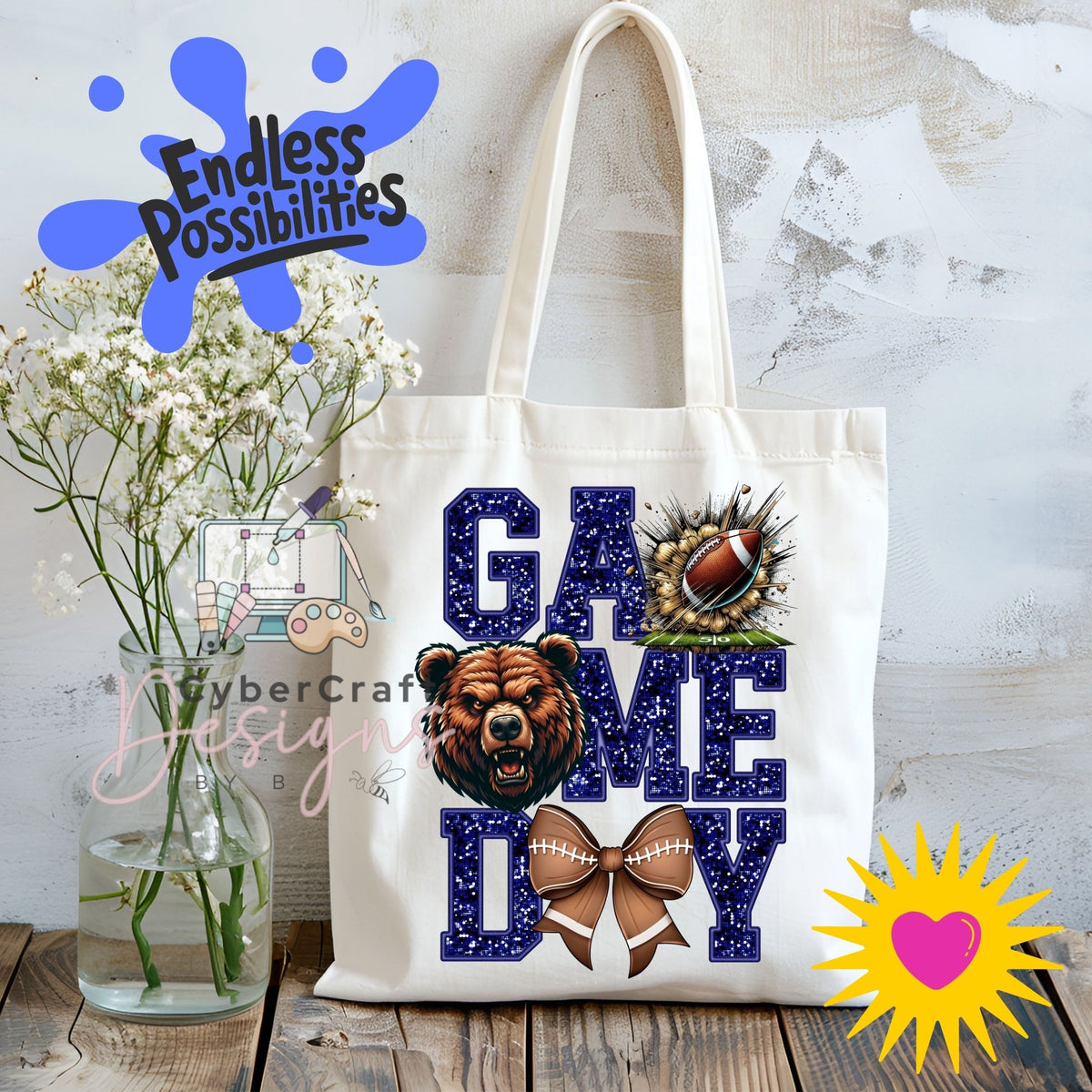 Digital PNG design displayed on a canvas tote bag mockup for DIY crafting and commercial product inspiration.